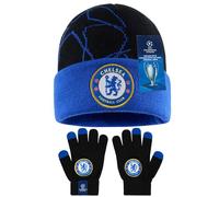 Get Trend Chelsea FC Beanie Hat & Winter Gloves Set for Boys & Teens 6-14 Years, Champions League Football Gifts for Boys