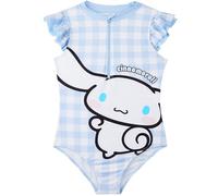 Get Trend Cinnamoroll Sanrio Girls Swimming Costume 5-14 Yrs, One Piece Swimsuit, Front Zip-Up Beach Bathing Suit, Swimwear Accessories (13-14 Years, Blue/White Cinnamoroll)