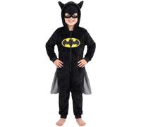 Get Trend DC Comics Batman Onesie for Boys, Hooded Cape Jumpsuit, 4-8 Years | Long Sleeved Sleepsuit, All in One Fleece Pyjamas, Comfy Loungewear for Costume Parties, Cosplay, Superhero Gifts for Boys