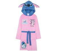 Get Trend Disney Angel & Stitch Dressing Gown for Girls Teens, Fleece Changing Robe, Cute Hood with 3D Ears, Gifts for Girls (11-12 Years, Pink/Blue Angel & Stitch)