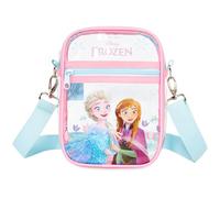 Get Trend Disney Frozen Elsa Girls Clear Crossbody Bag, Transparent Shoulder Bag with 3D Bow & Adjustable Strap, Water Resistant Travel Holiday & School Handbag, Girls Gifts (Pink/Turquoise Frozen)