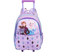 Get Trend Disney Frozen Girls Trolley Bag for Travel and School | 2-in-1 Kids Backpack with Adjustable Straps, Compact Cabin Suitcase with Wheels & Handles, Travel Gifts (Lilac Frozen)