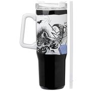 Get Trend Disney Insulated Tumbler with Straw 940ml/32oz, Nightmare Before Christmas Stainless Steel Travel Mug for Hot Cold Drinks, Metal Water Bottle (Black/White Jack)