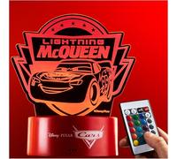 Get Trend Disney Lightning McQueen LED Night Light, Bedside Table Lamp with Adjustable Brightness, USB & Battery-Powered Lamp with 16 Colours 4 Modes (Multi Cars)