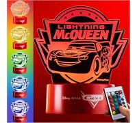 Get Trend Disney Lightning McQueen LED Night Light, Bedside Table Lamp with Adjustable Brightness, USB & Battery-Powered Lamp with 16 Colours 4 Modes (Multi Cars)