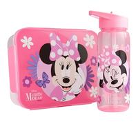 Get Trend Disney Minnie Mouse Kids Bento Lunch Box and 640ml Water Bottle Set, BPA-Free Snack Lunch Box with Compartment Set for School, Travel & Picnics, School Supplies Gifts for Girls (Pink Minnie)