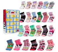 Get Trend Disney Minnie Mouse Socks Advent Calendar 2026 for Girls | 24 Pairs, UK Size 9-13 Breathable Trainer Casual Soft Knit Socks, Everyday Wear Kids Xmas Gifts (Multi Minnie)