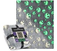 Get Trend Disney Nightmare Before Christmas Glow in the Dark Blanket 130x150cm, Super Soft Fleece Throw Blanket for Sofa & Bed, Warm Cosy & All Season (Black NBC)