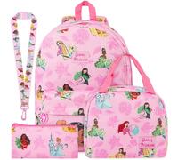 Get Trend Disney Princess Girls Backpack Set, 4Pcs Corduroy School Bag Set