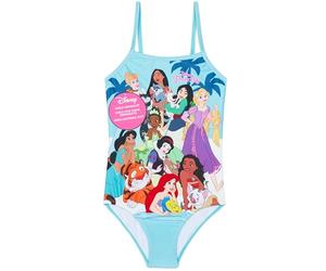 Get Trend Disney Princess Girls Swimming Costume One Piece Stretchy Swimsuit Moana Cinderella Comfy Straps Swimwear for Beach Pool Swim Holiday Essentials (7-8 Years, Blue Princess)