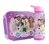 Get Trend Disney Princess Kids Bento Lunch Box and 640ml Water Bottle Set, BPA-Free Snack Lunch Box with Compartment Set for School, Travel & Picnics, Gifts for Girls (Pink/Purple Princess)