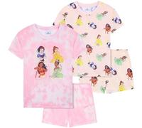 Get Trend Disney Princess PJs for Girls Pack of 2 Short Sleeve Pyjamas Set for Kids Lounge Sets Nightwear Soft Comfy Sleepwear Gifts for Girls (3-4 Years, Pink Princess)