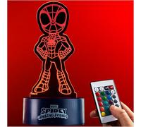 Get Trend Disney Spiderman LED Night Light, Bedside Table Lamp with Adjustable Brightness, USB Battery-Powered Lamp 16 Colours 4 Modes, Bedroom Decor (Multi Spidey)