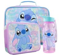 Get Trend Disney Stitch Kids Insulated Lunch Bag Set, 3Pc Bento Lunch Box, 640ml BPA-Free Water Bottle & Food Carrier for School, Travel, Picnic, School Supplies Girls Gifts (Turquoise/Pink Stitch)