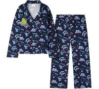 Get Trend Disney Stitch Pyjama Set for Girls & Teens 7-14 Years, Soft PJs With Long Sleeved Top, Loungewear Gifts for Girls (11-12 Years, Blue Stitch)