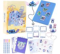Get Trend Disney Stitch Scrapbook Kit for Kids DIY Journal Craft Set with Notebook Stickers Pens Bookmarks Frames Patches Art Supplies Gifts for Kids (Blue Stitch)