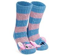 Get Trend Disney Stitch Slipper Socks Women Teens UK size 2.5-7.5, Fleece Fluffy Grip Socks, Warm Loungewear, Secret Santa Gifts (2.5/7.5 UK, Blue/Pink Stitch)