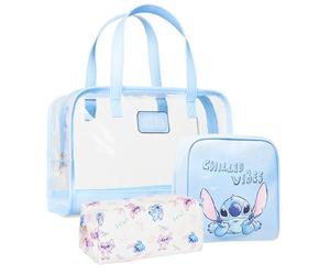 Get Trend Disney Stitch Toiletry Bag Set for Women & Girls, 3 Piece | Makeup Bag Set, Zipped Cosmetic Cases for Everyday Use, On the Go Travel Toiletry Pouches Holiday Essentials