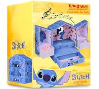 Get Trend Disney Stitch Wind-Up Musical Jewellery Box with Mirror & Drawers | Rotating Figurine Wind Up Music Box with Drawers for Charms & Keepsakes, Tweens Bedroom Decor, Girls Gifts