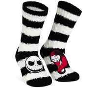 Get Trend Disney The Nightmare Before Christmas Slipper Socks Women Teens UK size 2.5-7.5, Fluffy Grip Socks, Secret Santa Gifts (2.5/7.5 UK, White/Black TNBC)