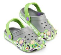 Get Trend Disney Toy Story Buzz Lightyear Boys Clogs UK Size 7-4, Kids Adjustable Slip-on Indoor Outdoor Beach Garden Shoes (13/1 UK, Grey/Green Buzz)