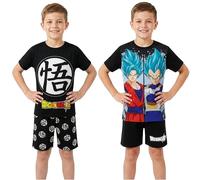 Get Trend Dragon Ball Super Boys Pyjama Set 7-14 Yrs, 2 Pack Short Pj Bottoms Crew Neck T-Shirts, Soft Loungewear, Anime Gifts for Boys (11-12 Years, Black/Multi Dragon Ball)