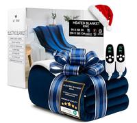 Get Trend Electric Blanket 230x265 cm, King Size Soft Luxurious Sherpa Fleece Heated Blanket, 9 Heat Settings 12H Auto-Off Timer & Overheat Protection (Navy, King UK)