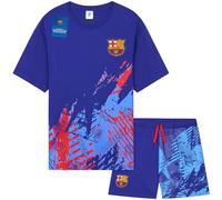 Get Trend FC Barcelona Mens Pyjamas Set Short PJs Soft Breathable Nightwear Sleepwear Summer Lounge Set Football Mens Gifts (2XL, Blue Barcelona)