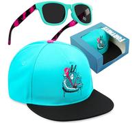 Get Trend Fortnite Baseball Cap Sunglasses Set for Boys, Adjustable Sun Hat 100% UV Shades, Kids Holiday Essentials, Boys Gaming Gifts (Blue Fortnite)