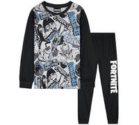 Get Trend Fortnite Boys Pyjamas Set, Long PJs for Kids & Teenagers, Cosy Loungewear Soft Nightwear, Gamer Gifts for Boys (13-14 Years, White/Black Fortnite)