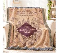 Get Trend Harry Potter Jacquard Throw Blanket with Fringed Edges 130x150 cm | Double-Sided Soft Marauder’s Map Woven Decorative Throw for Beds, Sofas, Couches & Room Decor, Harry Potter Gifts