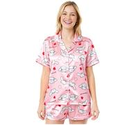 Get Trend Hello Kitty | Kuromi | Pusheen Women’s Pyjamas Sets, Button-Down Nightwear Shirt & Pj Shorts, Soft & Comfy Ladies Pyjamas