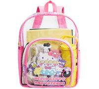 Get Trend Hello Kitty Sanrio Girls Clear Backpack, 17 inch Transparent School Bookbag, See Through Travel Bag with Straps, Kawaii Gifts for Girls (Pink Hello Kitty)