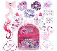 Get Trend Hello Kitty Sanrio Girls Hair Accessories & Backpack, Hair Clips Stickers Hair Brush Hair Bands, Transparent Rucksack, Girls Gifts (Pink Hello Kitty)
