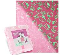 Get Trend Hello Kitty Sanrio Glow in the Dark Blanket 130x150cm, Kawaii Super Soft Fleece Throw Blanket for Sofa & Bed, Warm Cosy & All Season Throw (Pink Hello Kitty)