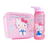 Get Trend Hello Kitty Sanrio Kids Bento Lunch Box & 640ml Water Bottle Set, BPA-Free Snack Lunch Box with Compartment Set for School, Travel and Picnic, School Supplies Girls Gifts (Pink Hello Kitty)