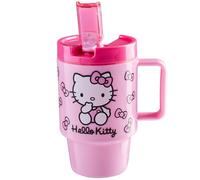 Get Trend Hello Kitty Sanrio Kids Tumbler with Straw & Handle 500ml/17oz, Leakproof BPA Free Plastic Water Bottle, Reusable Travel Cup for Cold Drinks (Pink Hello Kitty)