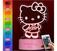 Get Trend Hello Kitty Sanrio LED Night Light, Kawaii Kuromi Cinnamoroll Bedside Table & Desk Lamp, USB & Battery-Powered Lamp with 16 Colours 4 Modes (Multi Hello Kitty)