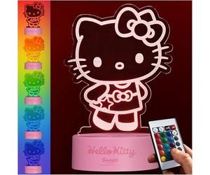 Get Trend Hello Kitty Sanrio LED Night Light, Kawaii Kuromi Cinnamoroll Bedside Table & Desk Lamp, USB & Battery-Powered Lamp with 16 Colours 4 Modes (Multi Hello Kitty)