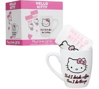 Get Trend Hello Kitty Sanrio Mug & Socks Set for Women & Teens, 315ml/11oz Durable Tea & Coffee Mug with Calf Socks, Stocking Fillers Gifts for Her (Pink/White Hello Kitty)