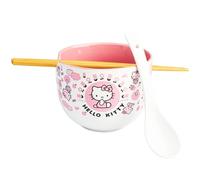 Get Trend Hello Kitty Sanrio Ramen Bowl Set 20oz/600ml, Japanese Rice Noodles Bowl with Spoon & Bamboo Chopsticks, Microwave Safe, Gifts for Adults (Multi Hello Kitty)