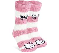 Get Trend Hello Kitty Sanrio Slipper Socks Women Teens UK Size 2.5-7.5, Fleece Lined Fluffy Socks, Warm Secret Santa Gifts (2.5/7.5 UK, Pink/White Hello Kitty)