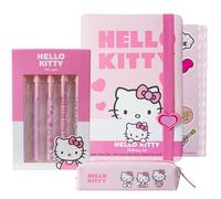 Get Trend Hello Kitty Stationery Set, 95 Pages Notebook with 3 Black Pens | Pencil Case & Writing Set, A5 Notebook, Pens & 50 Stickers, Kids & Teens Journalling School Travel Supplies, Fun Kawaii Gifts
