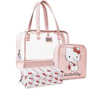 Get Trend Hello Kitty Toiletry Bag Set for Women & Girls, 3 Piece | Makeup Bag Set, Cosmetic Cases for Everyday Use, On the Go Travel Toiletry Pouches Holiday Essentials