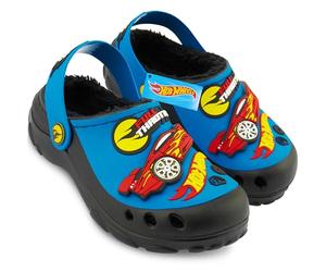 Get Trend Hot Wheels Clogs for Boys Winter Light Up Feature, Garden Shoes Fleece Lining, LED Lights Strap, Gifts for Boys (13/1 UK, Blue Light Up)