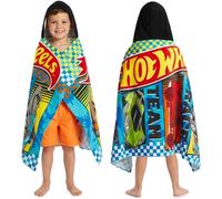 Get Trend Hot Wheels Hooded Towels for Boys, Cotton Bath & Beach Towel Poncho, Soft & Absorbent Hooded Kids Shower Swimming Wrap & Changing Robe, Travel & Holiday Essentials (Multi Hot Wheels)