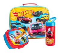 Get Trend Hot Wheels Insulated Lunch Bag Set for Boys, 3 Pcs Kids BPA Free Bento Lunch Box 420ml Water Bottle with Straw & Food Bag, Travel Picnic Supplies, School Essentials (Multi Hot Wheels)