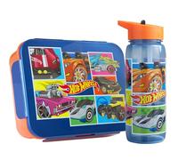 Get Trend Hot Wheels Kids Bento Lunch Box and 640ml Water Bottle Set, BPA-Free Snack Lunch Box with Compartment Set for Travel & Picnics, School Supplies Gifts for Boys (Multi Hot Wheels)