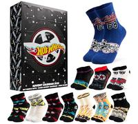 Get Trend Hot Wheels Socks Advent Calendar 2025 for Boys UK 9-13, 24 Pairs of Casual & Sports Socks, Christmas Countdown, Gamer Gifts for Him (Black Hot Wheels)