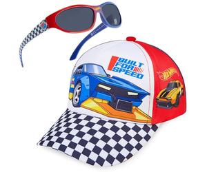 Get Trend Hot Wheels Sunglasses Baseball Cap Set for Kids Breathable Adjustable Summer Hat Sun Hat UV400 Kids Sunglasses Summer Travel Essentials (Multi Hot Wheels)